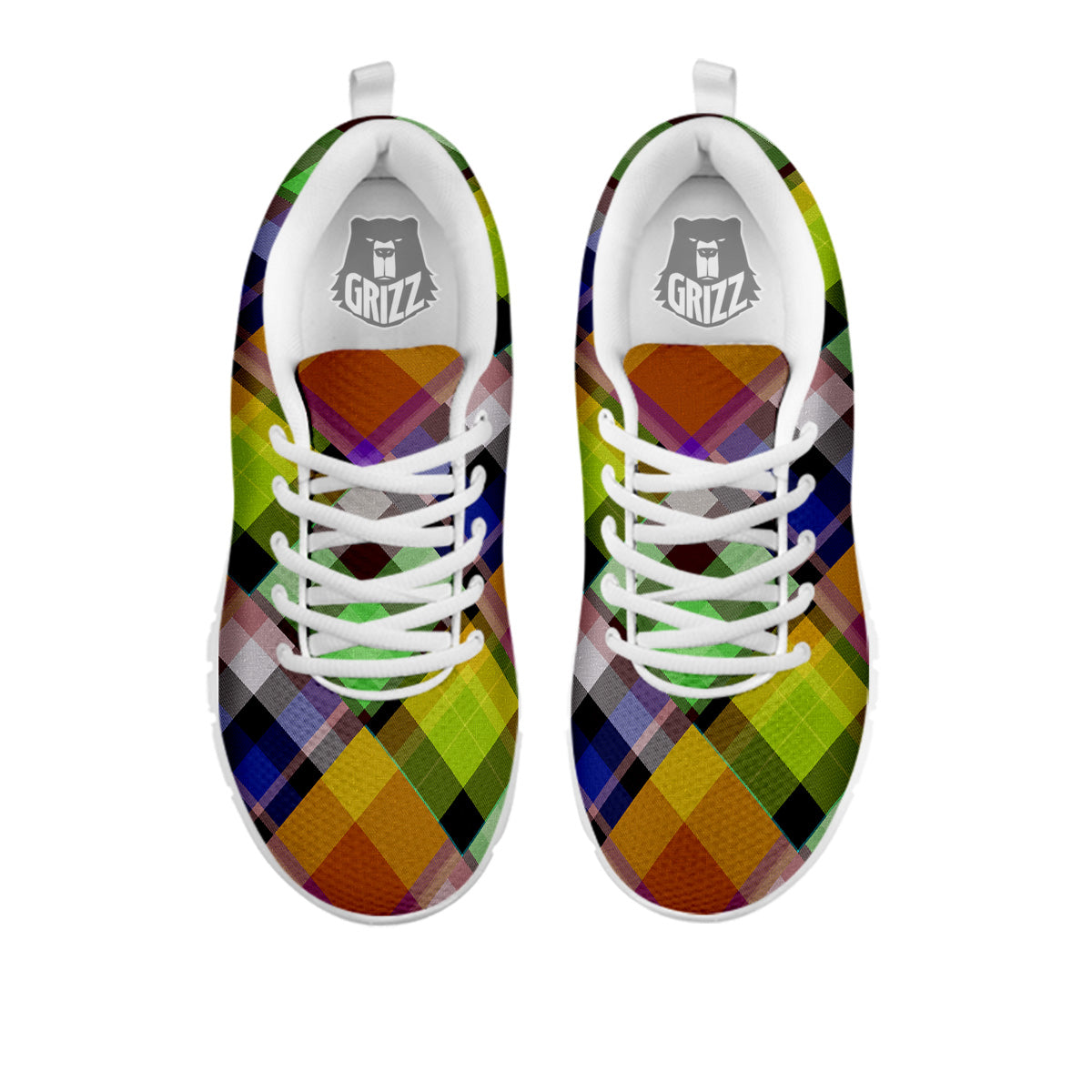 Diagonal Madras Plaid Print Pattern White Sneaker-grizzshop