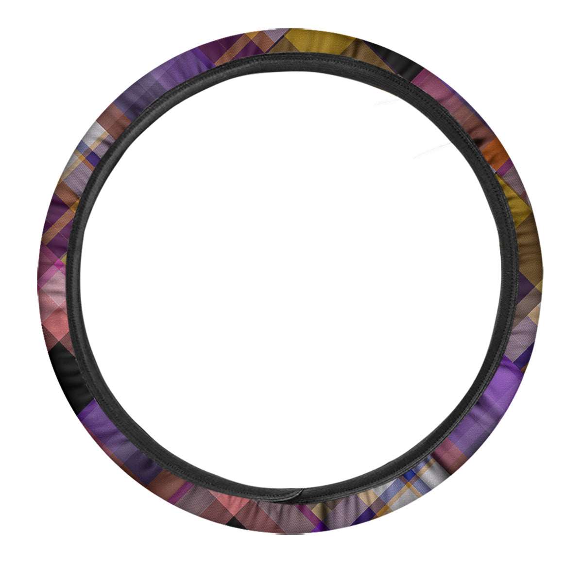 Diagonal Madras Tartan Plaid Print Pattern Car Steering Wheel Cover-grizzshop