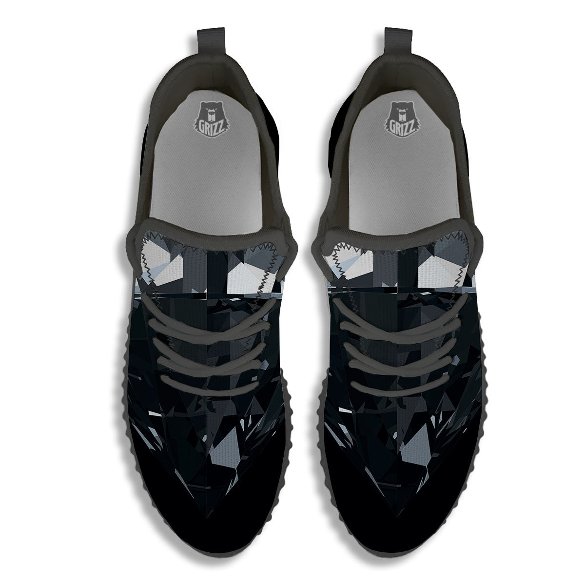Diamond Black Print Black Walking Shoes-grizzshop