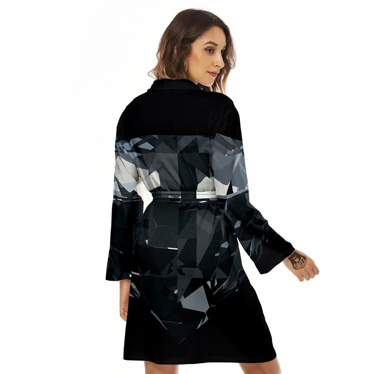 Diamond Black Print Women's Robe-grizzshop