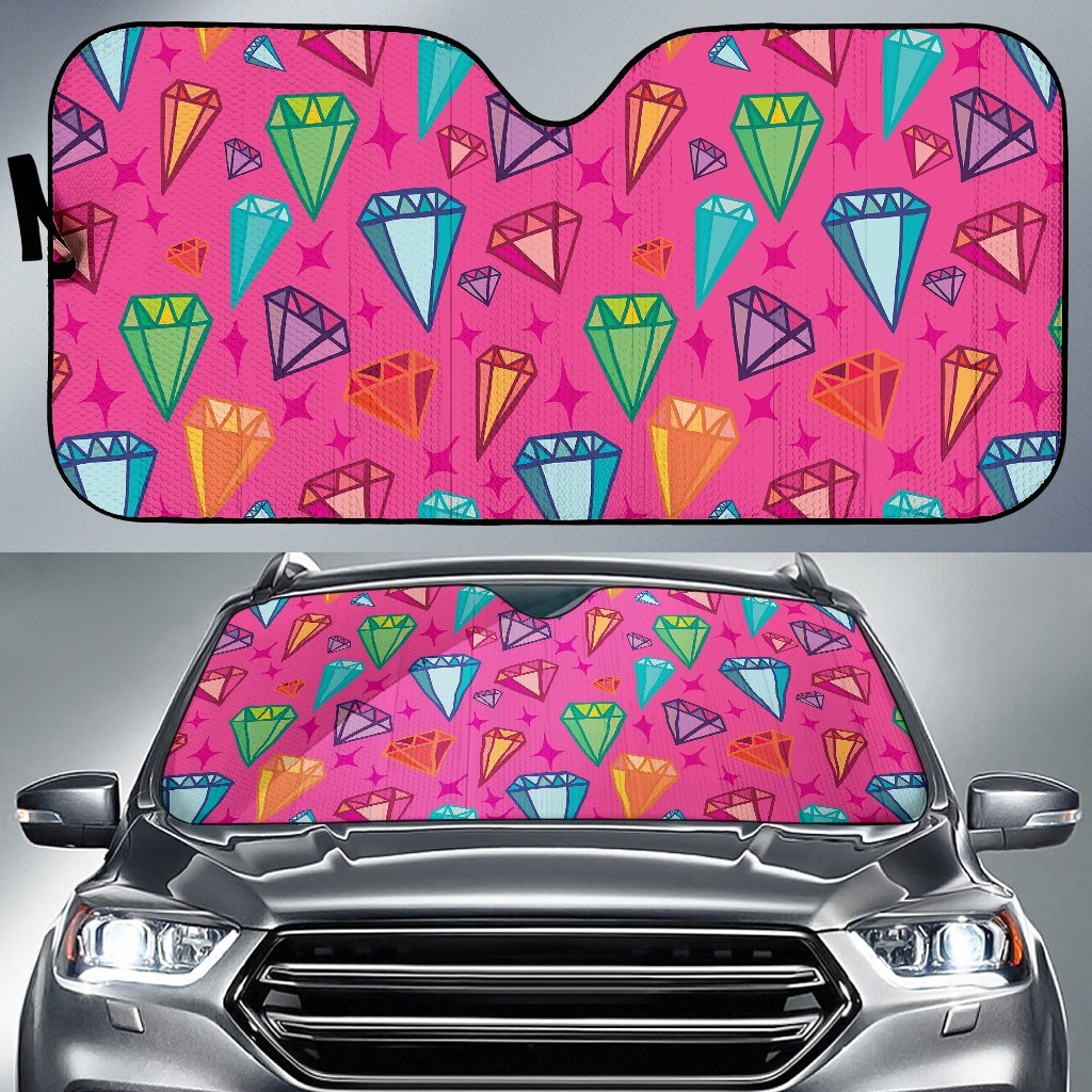 Diamond Colorful Pattern Print Car Sun Shade-grizzshop