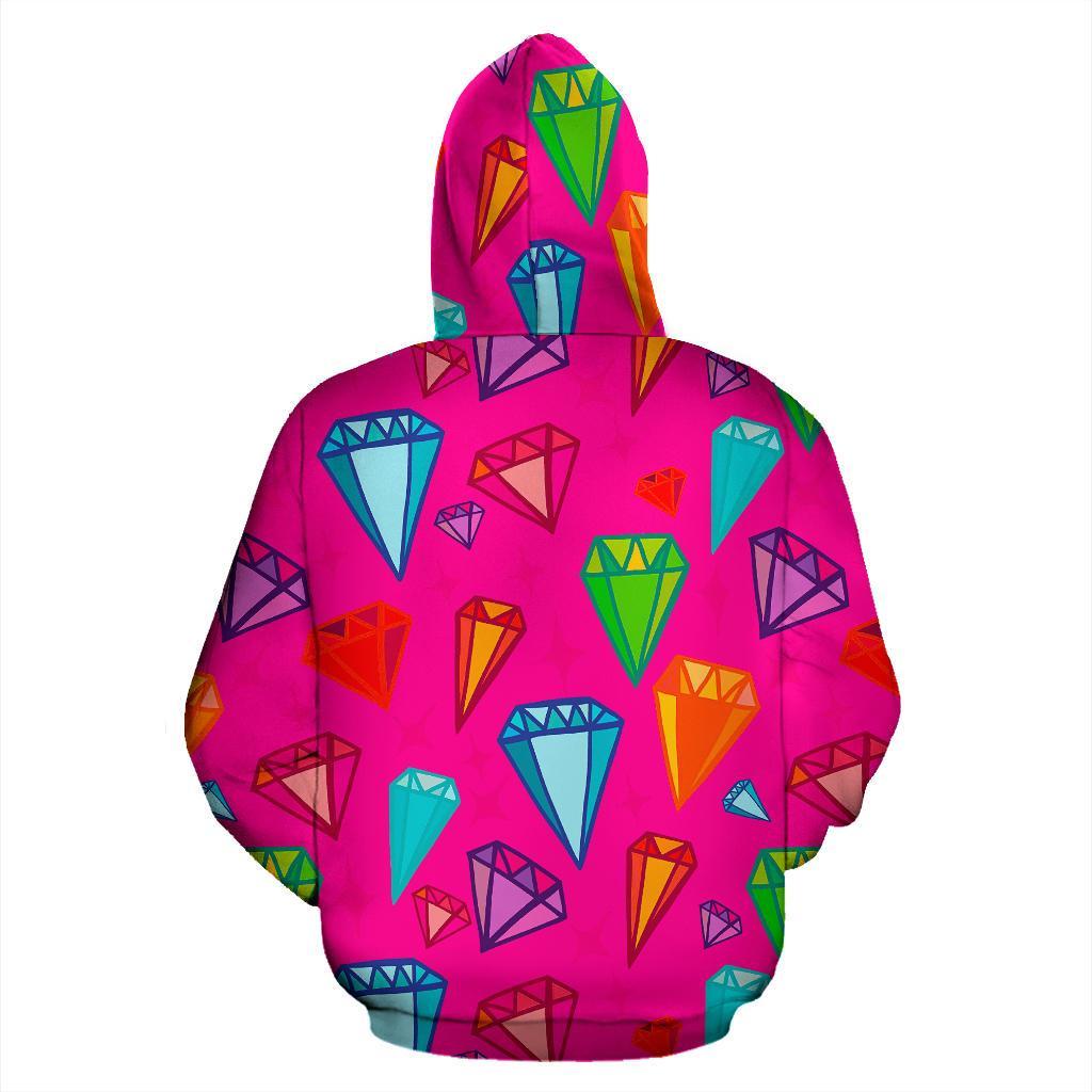 Diamond Colorful Pattern Print Men Women Pullover Hoodie-grizzshop
