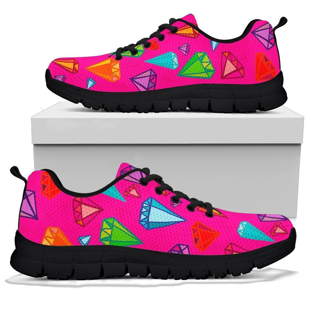 Diamond Colorful Pattern Print Sneaker Shoes For Men Women-grizzshop