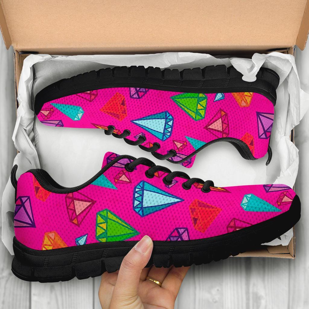 Diamond Colorful Pattern Print Sneaker Shoes For Men Women-grizzshop