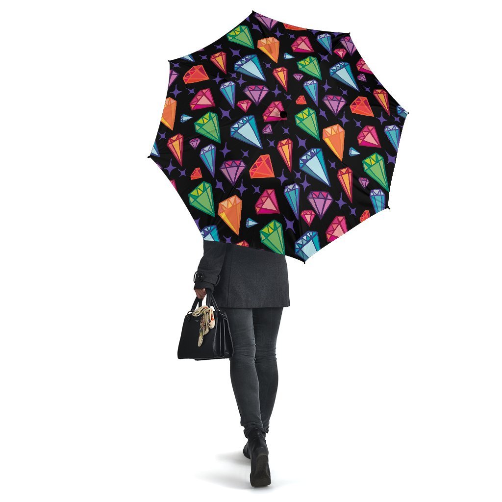 Diamond Colorful Print Pattern Automatic Foldable Umbrella-grizzshop