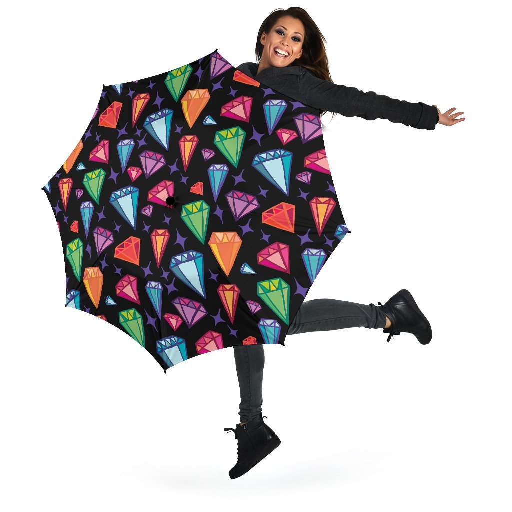 Diamond Colorful Print Pattern Automatic Foldable Umbrella-grizzshop