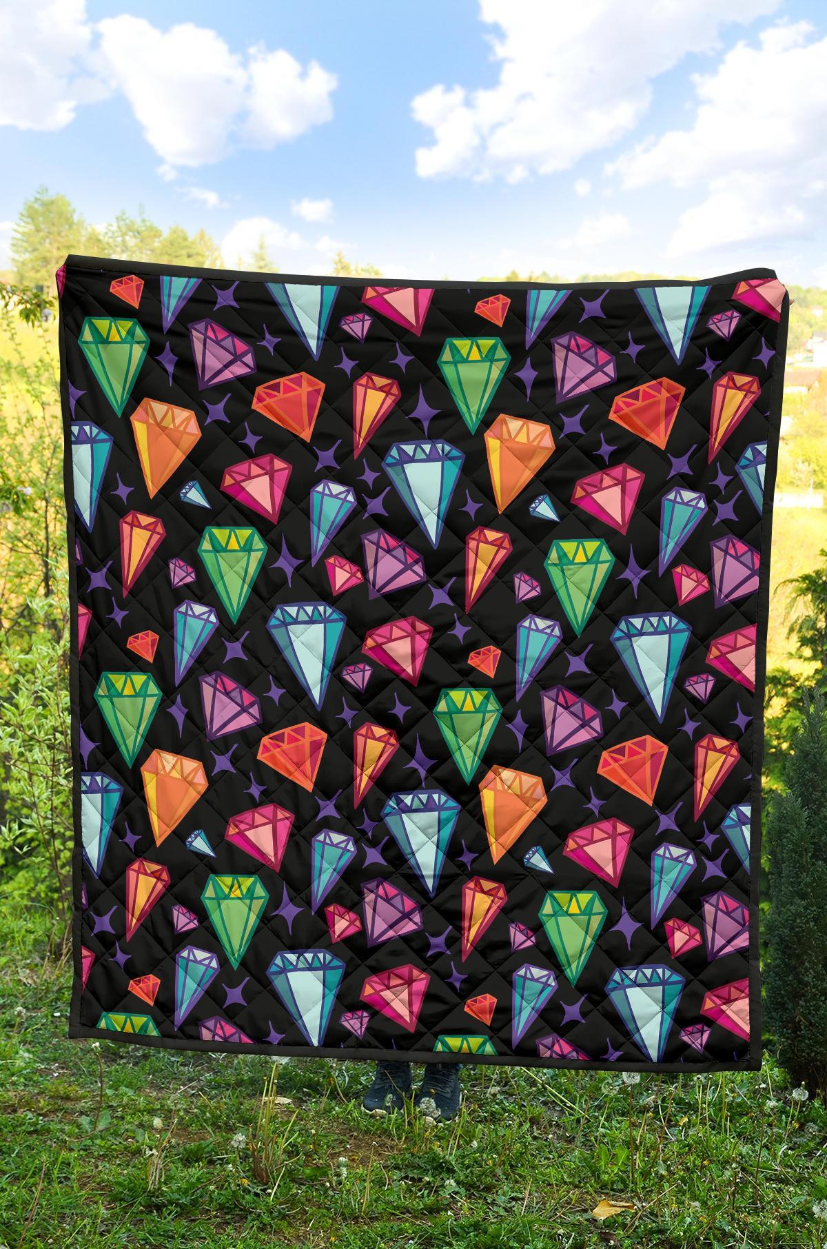 Diamond Colorful Print Pattern Quilt-grizzshop
