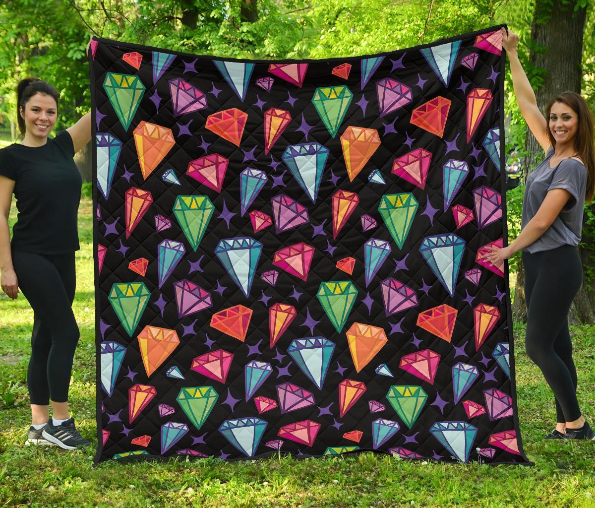 Diamond Colorful Print Pattern Quilt-grizzshop