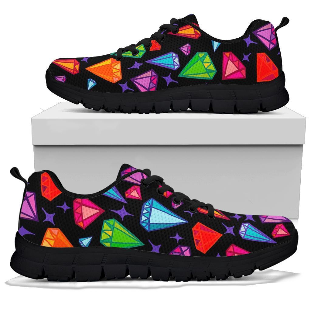 Diamond Colorful Print Pattern Sneaker Shoes For Men Women-grizzshop