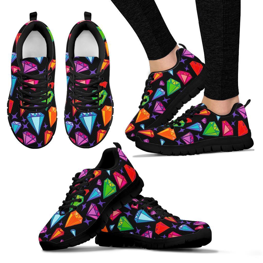 Diamond Colorful Print Pattern Sneaker Shoes For Men Women-grizzshop