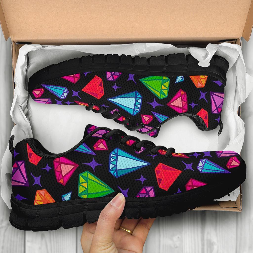 Diamond Colorful Print Pattern Sneaker Shoes For Men Women-grizzshop