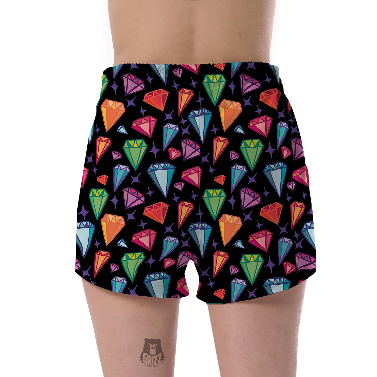 Diamond Colorful Print Pattern Women's Shorts-grizzshop
