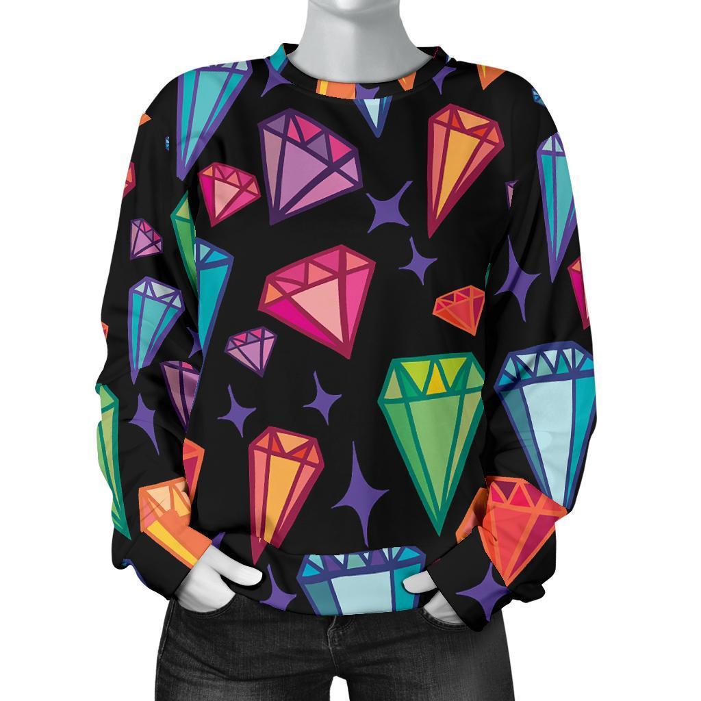 Diamond Colorful Print Pattern Women's Sweatshirt-grizzshop
