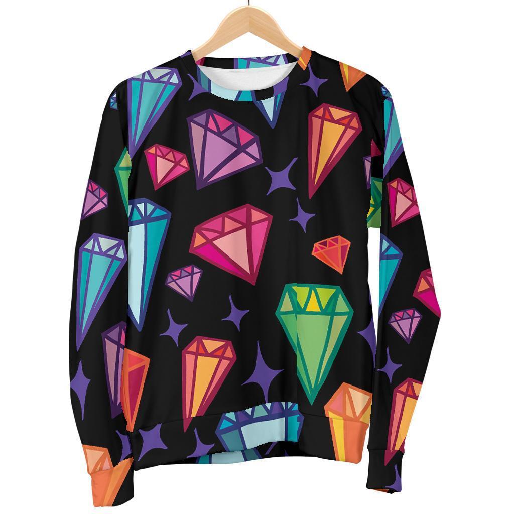 Diamond Colorful Print Pattern Women's Sweatshirt-grizzshop