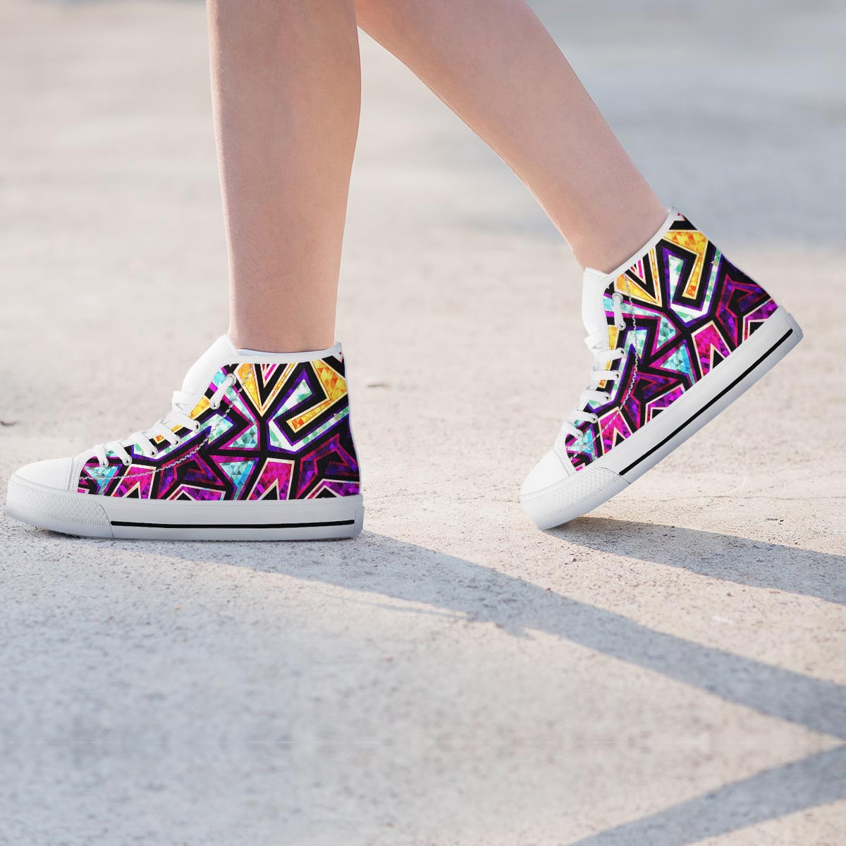 Diamond Geometric Women's High Top Shoes-grizzshop