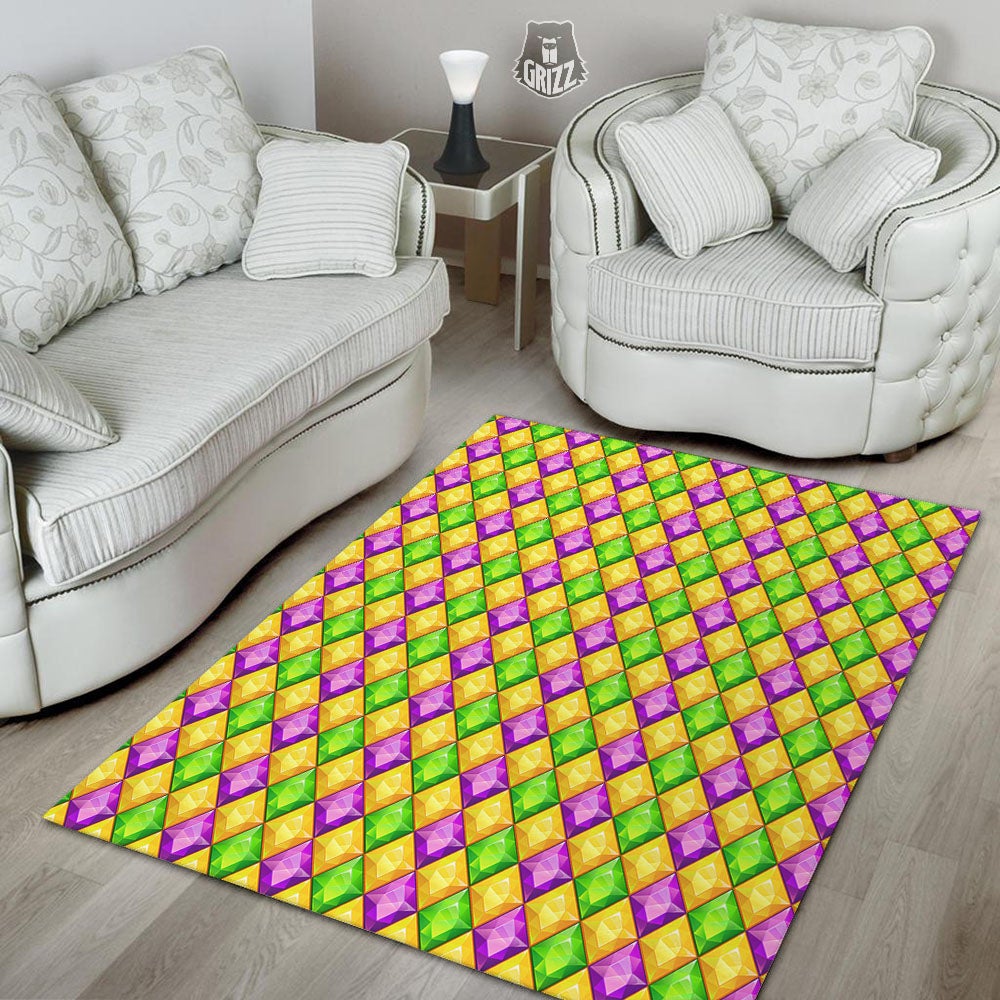 Diamond Mardi Gras Print Pattern Floor Mat-grizzshop