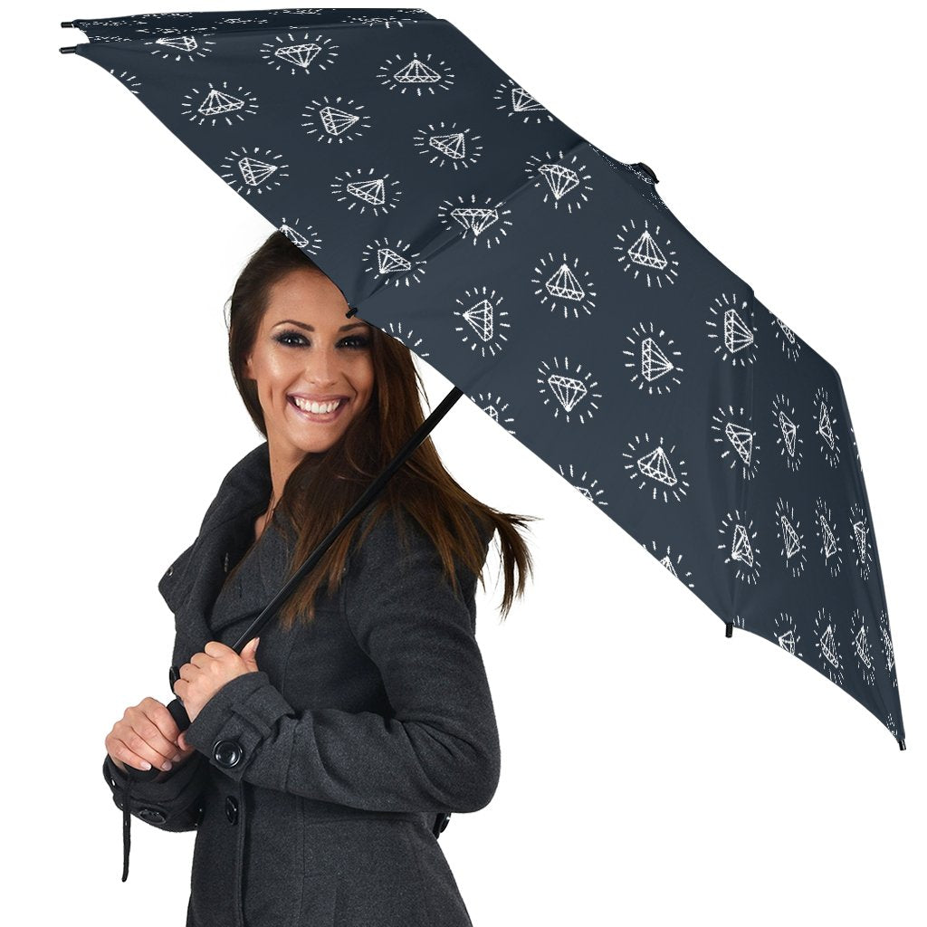 Diamond Print Pattern Automatic Foldable Umbrella-grizzshop