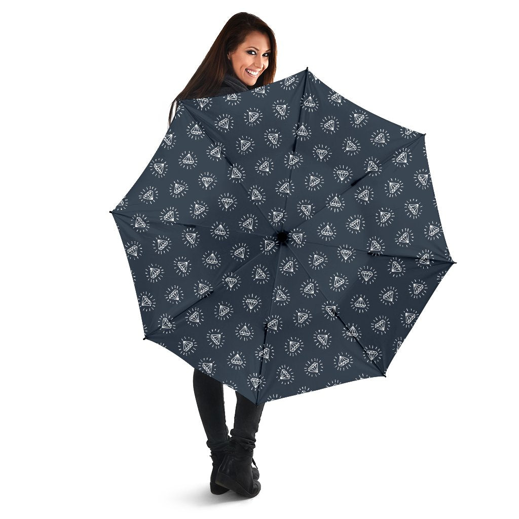 Diamond Print Pattern Automatic Foldable Umbrella-grizzshop