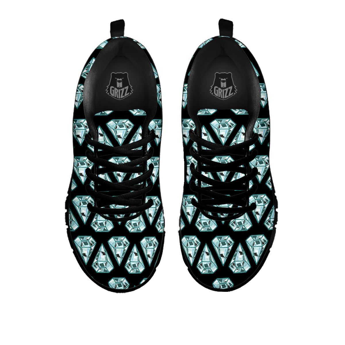 Diamond Print Pattern Black Sneaker-grizzshop