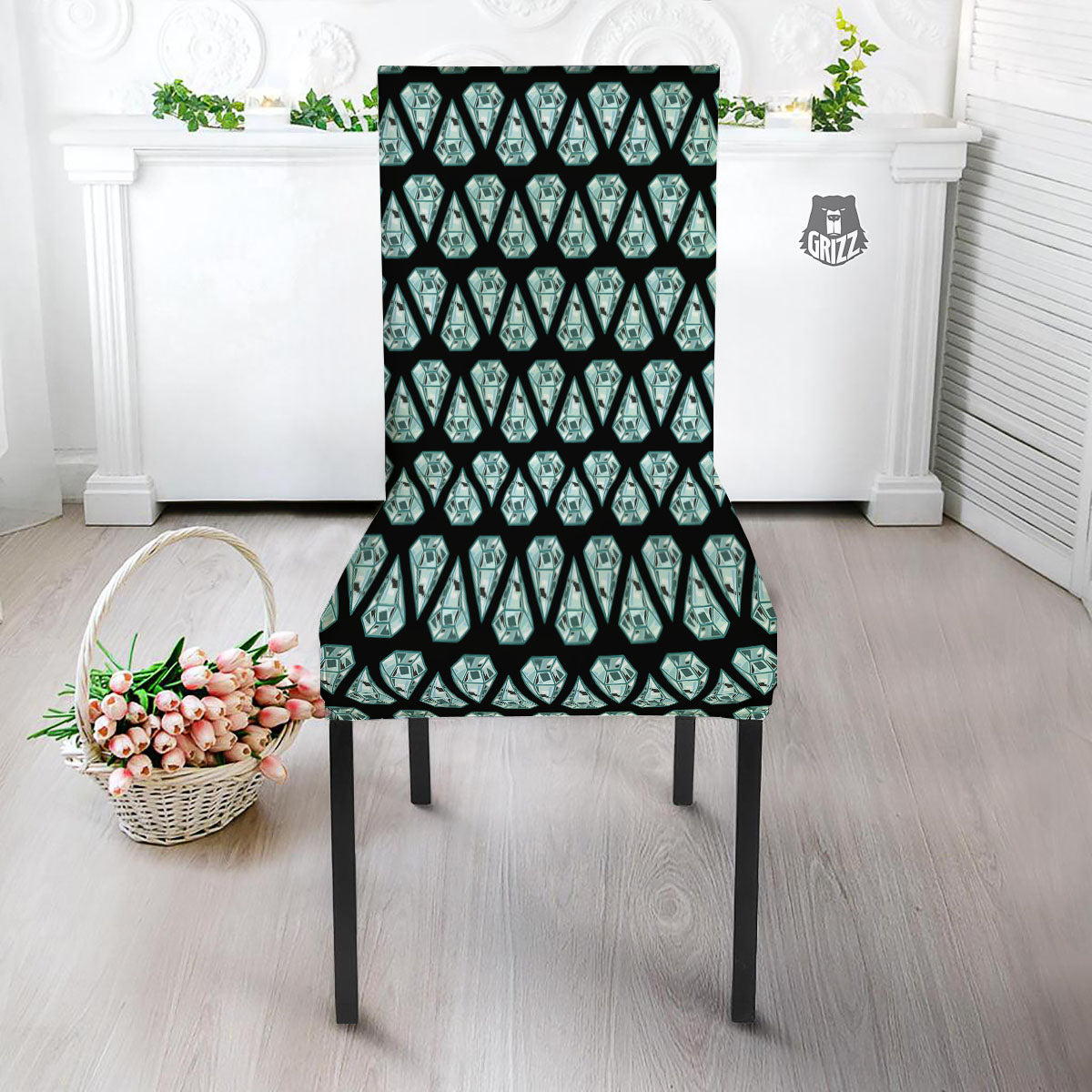 Diamond Print Pattern Dining Chair Slipcover-grizzshop