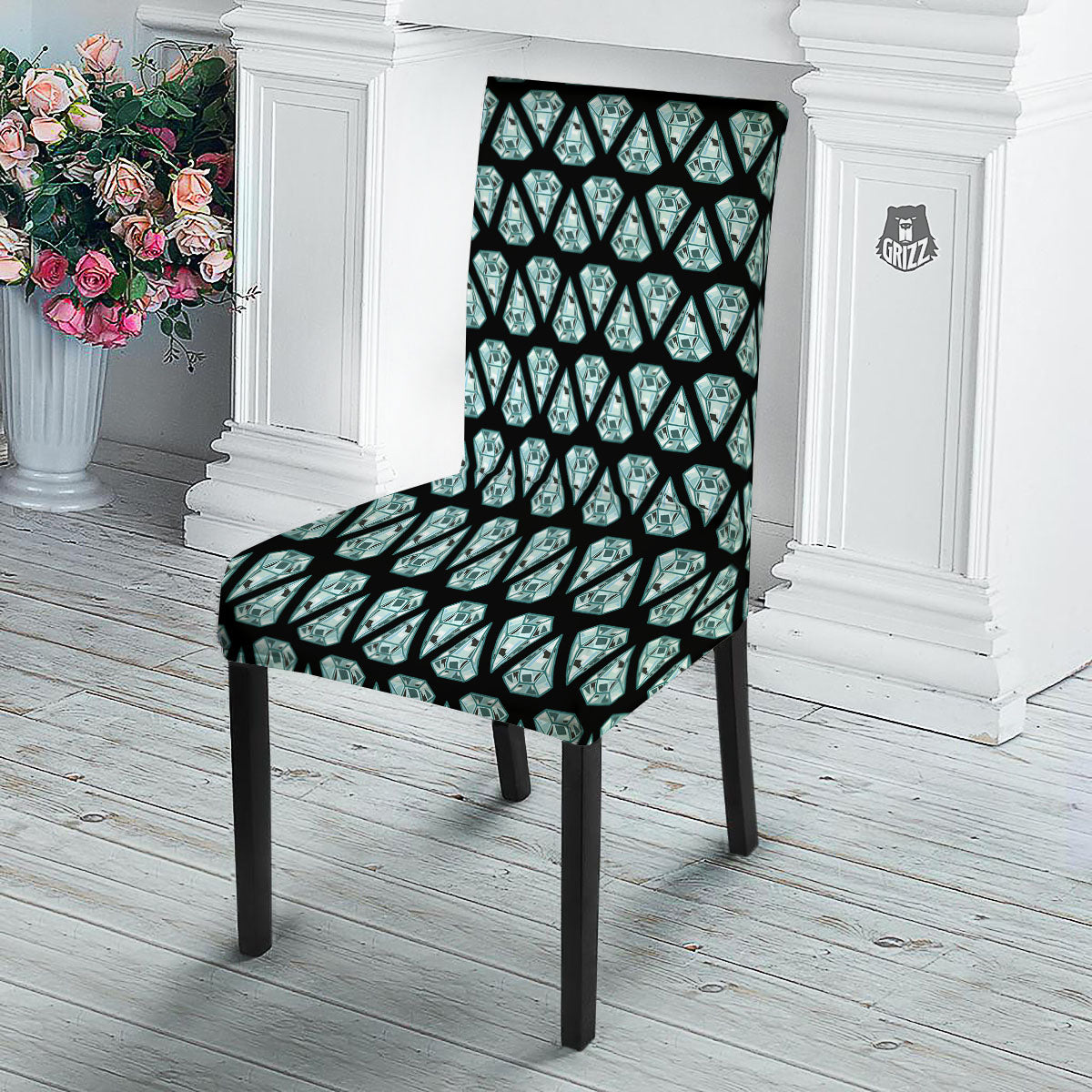 Diamond Print Pattern Dining Chair Slipcover-grizzshop