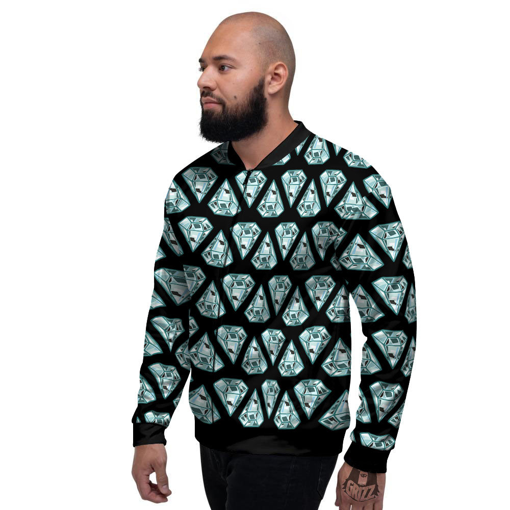 Diamond Print Pattern Men's Bomber Jacket-grizzshop