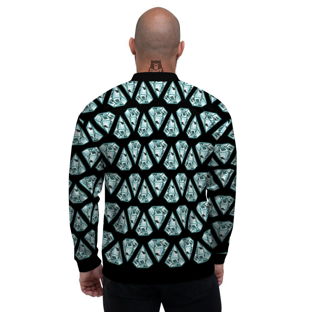 Diamond Print Pattern Men's Bomber Jacket-grizzshop