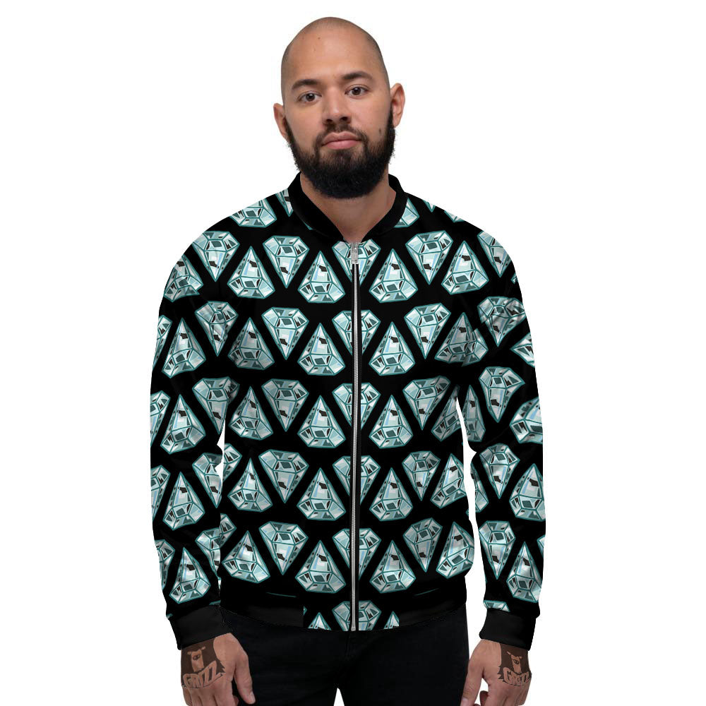 Diamond Print Pattern Men's Bomber Jacket-grizzshop