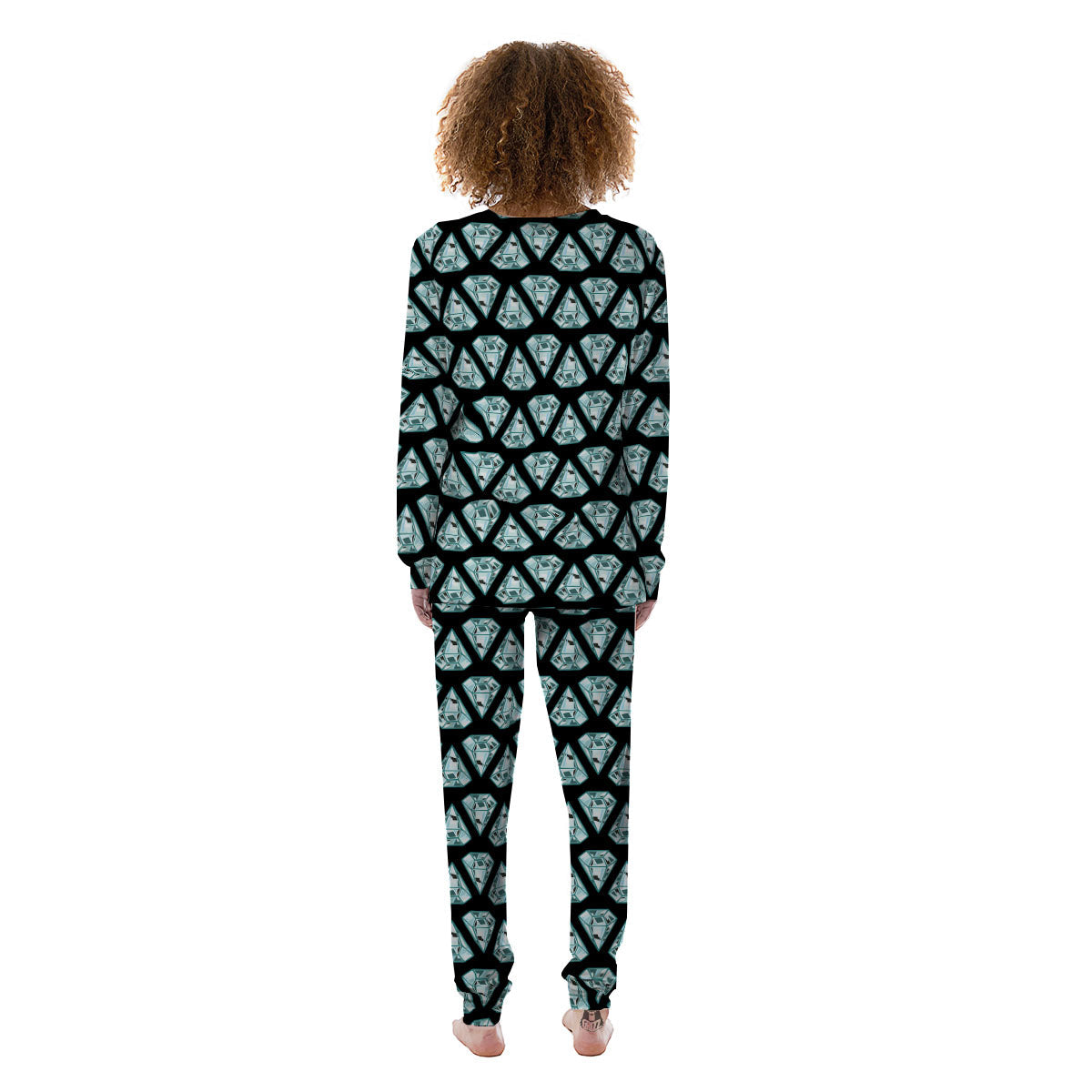 Diamond Print Pattern Women's Pajamas-grizzshop