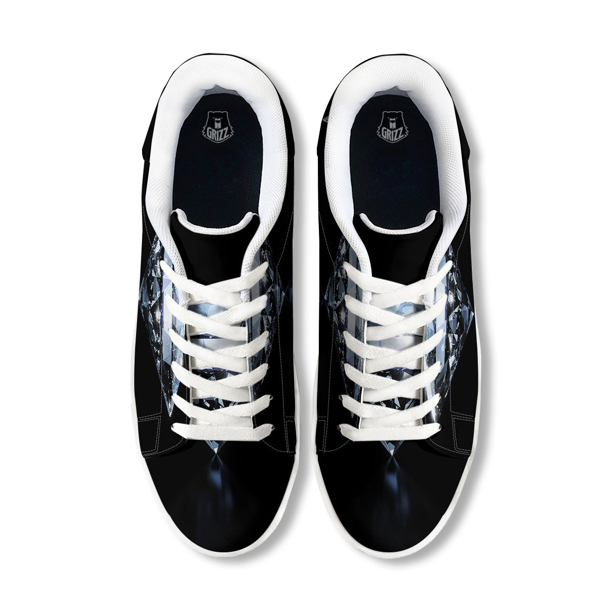 Diamond Print White Low Top Sneakers-grizzshop