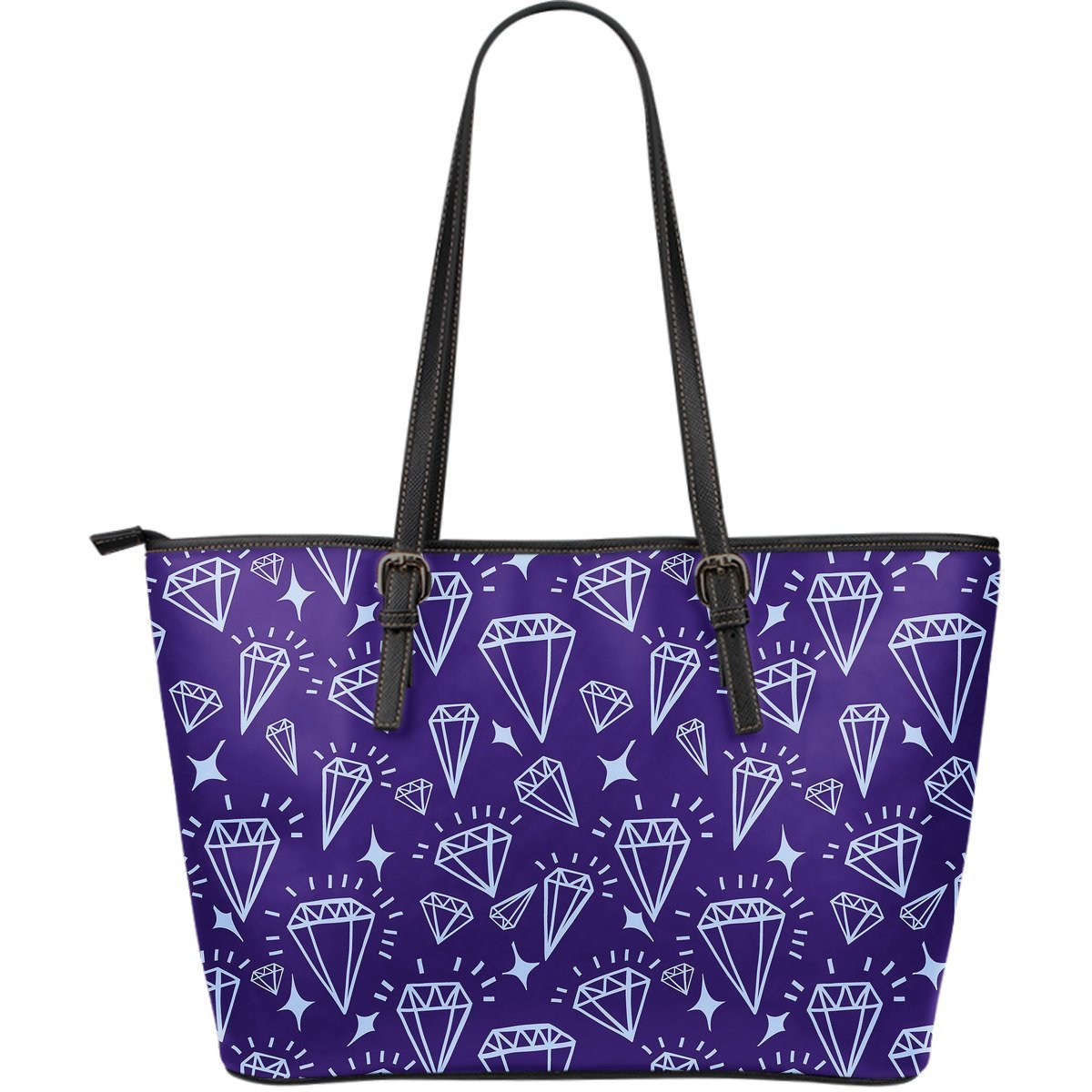 Diamond Purple Print Pattern Leather Tote Bag-grizzshop