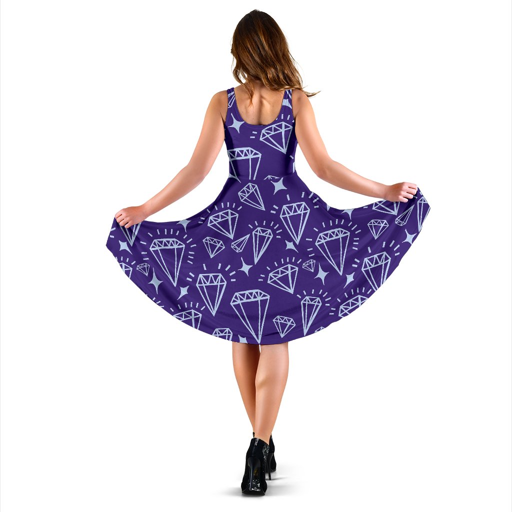 Diamond Purple Print Pattern Dress-grizzshop