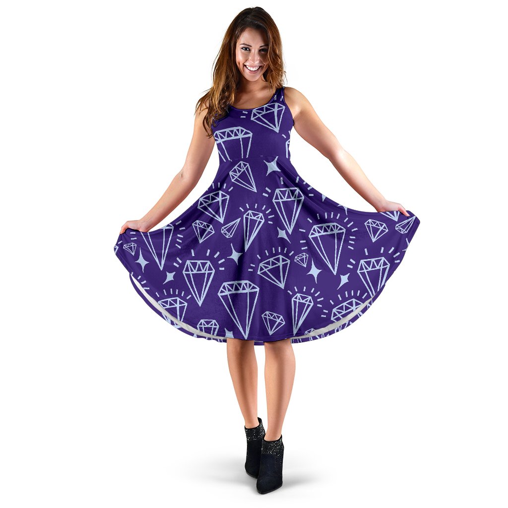Diamond Purple Print Pattern Dress-grizzshop