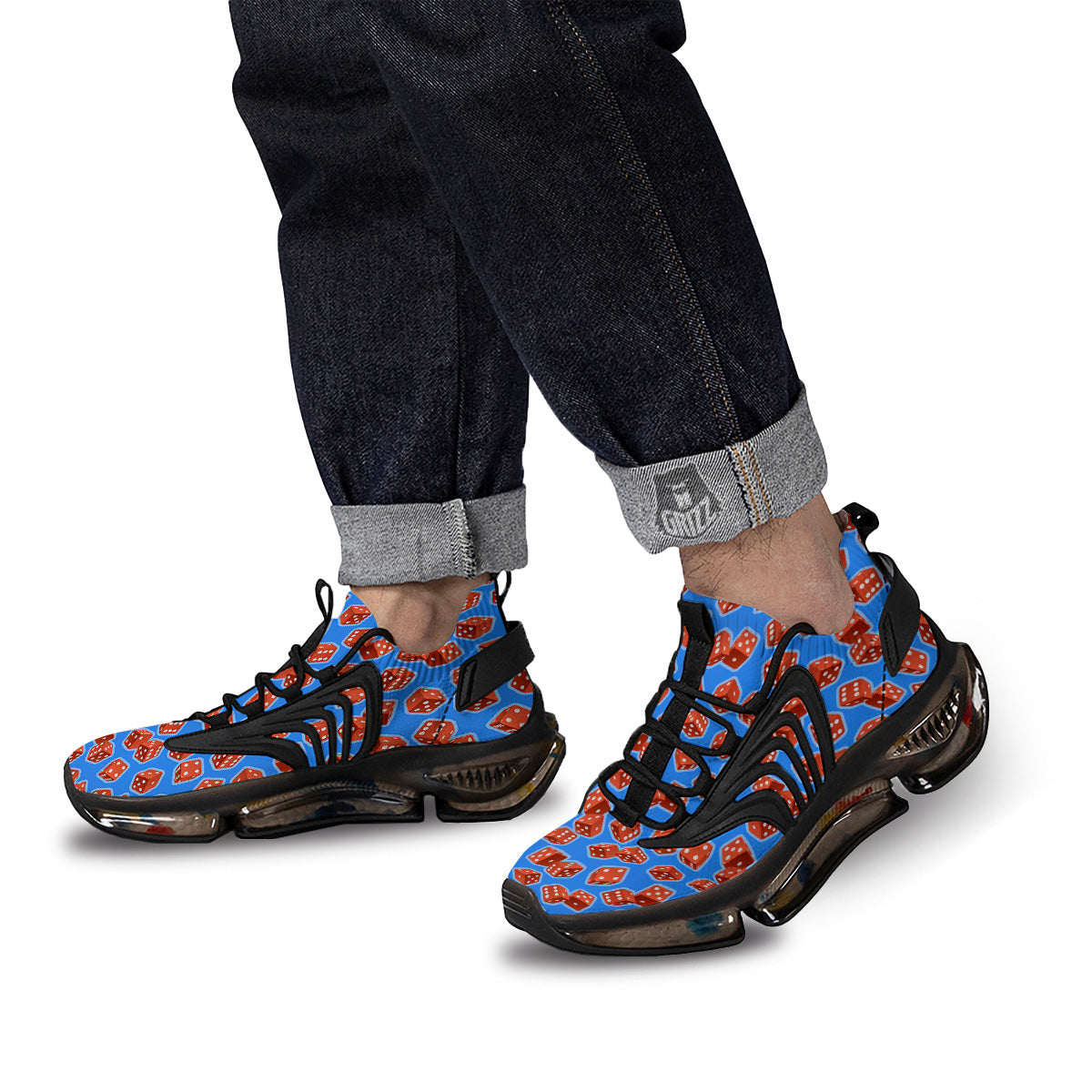 Dice Blue And Red Print Pattern Black Gym Shoes-grizzshop
