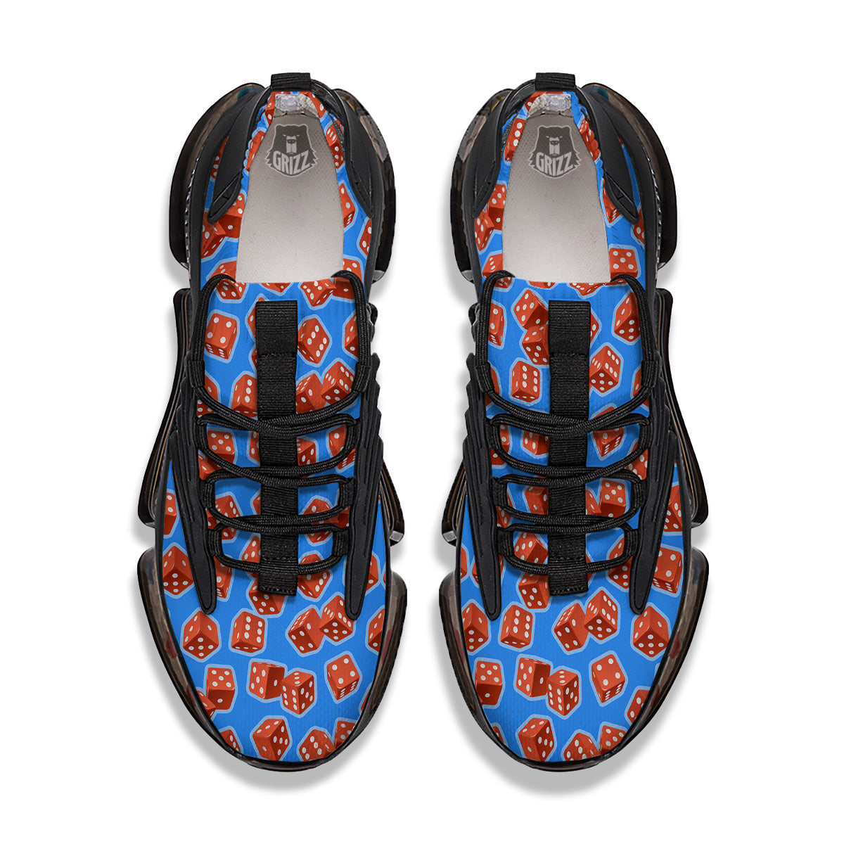 Dice Blue And Red Print Pattern Black Gym Shoes-grizzshop