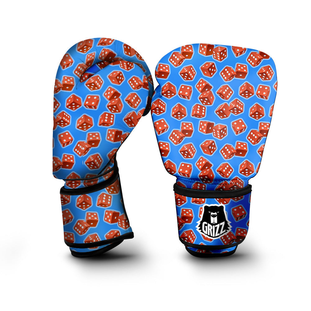 Dice Blue And Red Print Pattern Boxing Gloves-grizzshop