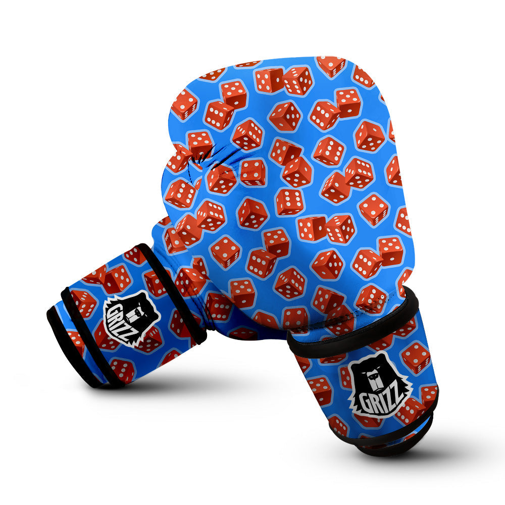 Dice Blue And Red Print Pattern Boxing Gloves-grizzshop