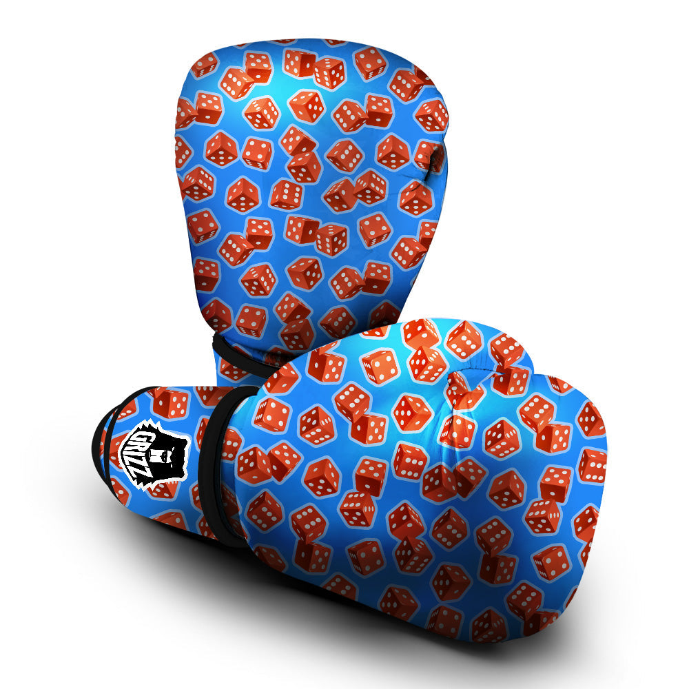 Dice Blue And Red Print Pattern Boxing Gloves-grizzshop