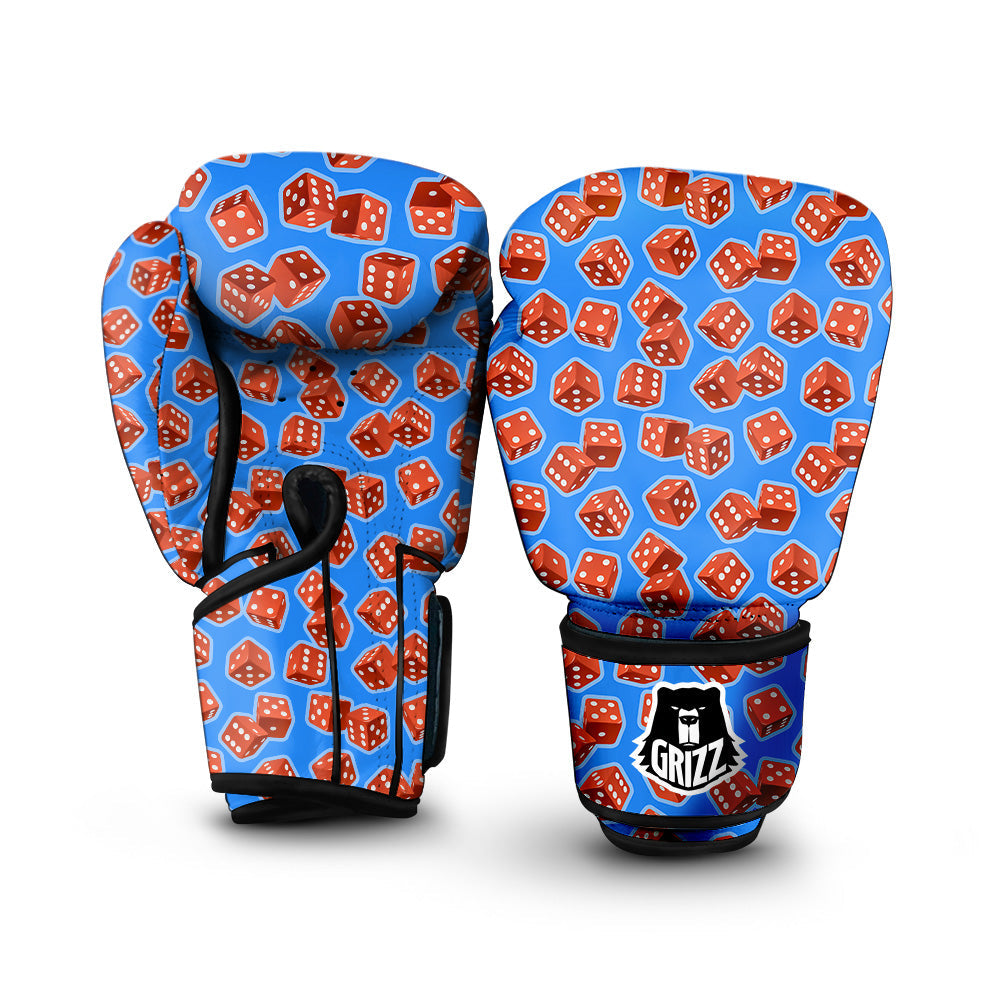 Dice Blue And Red Print Pattern Boxing Gloves-grizzshop