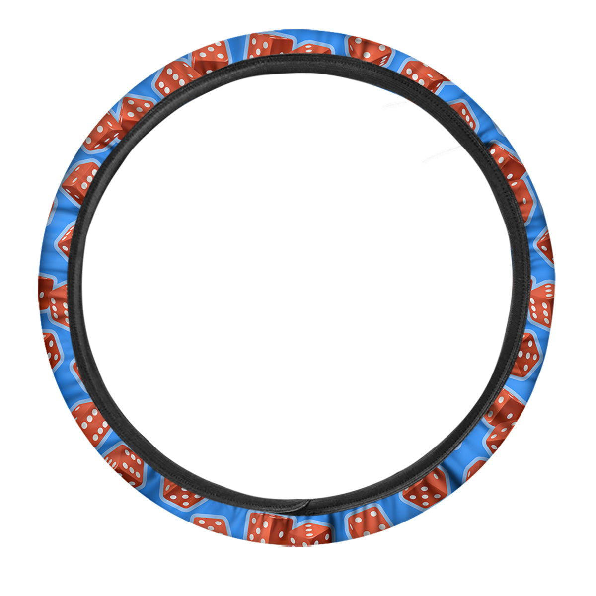 Dice Blue And Red Print Pattern Car Steering Wheel Cover-grizzshop