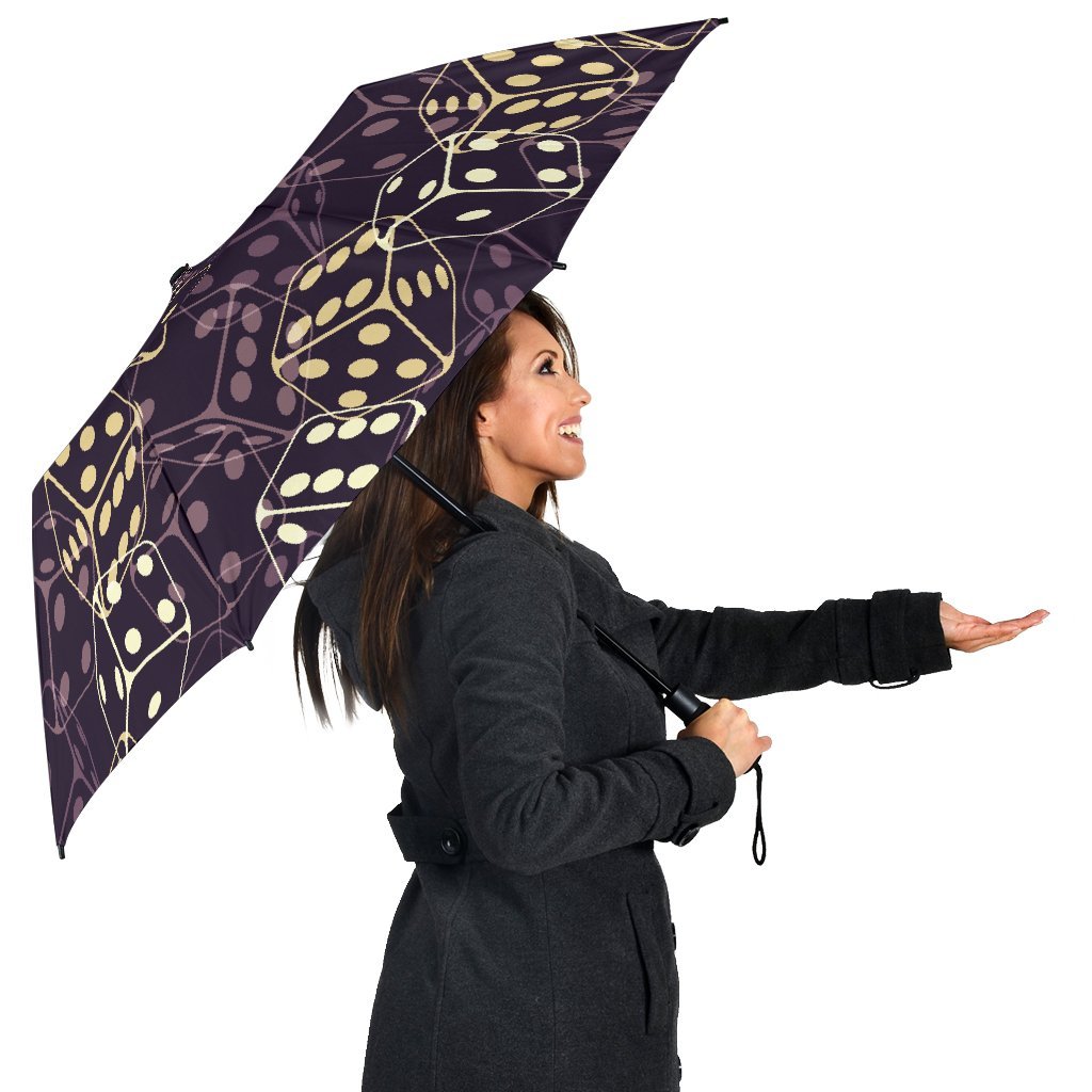 Dice Casino Pattern Print Automatic Foldable Umbrella-grizzshop