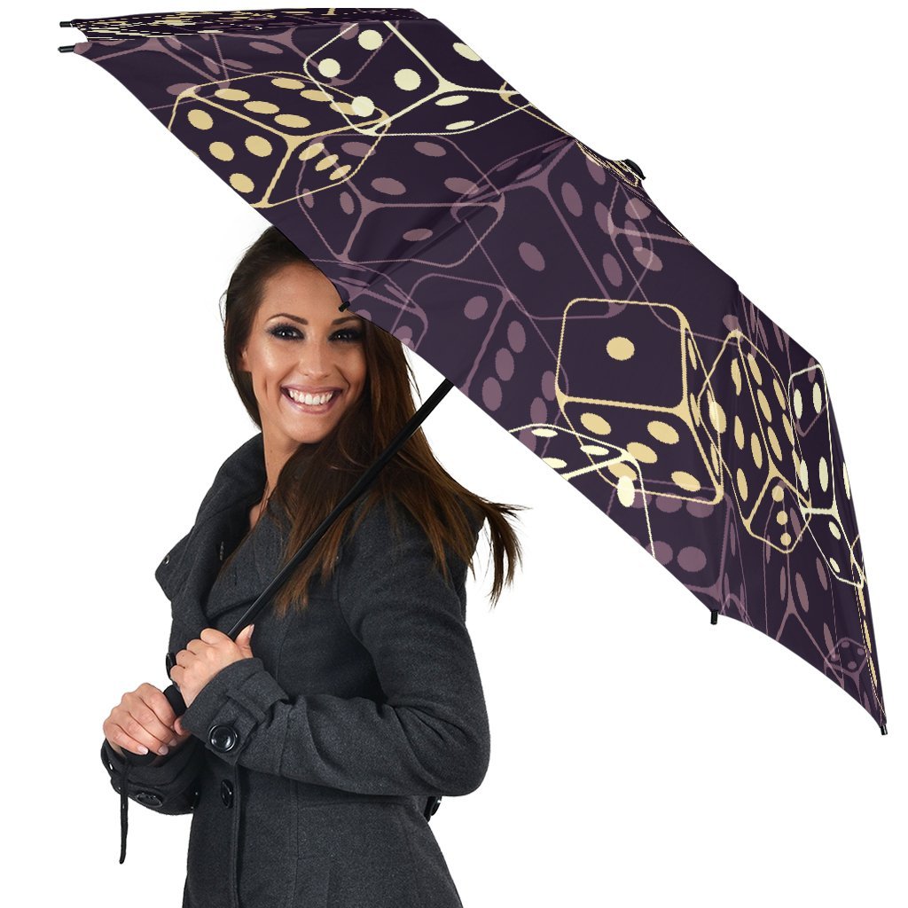 Dice Casino Pattern Print Automatic Foldable Umbrella-grizzshop