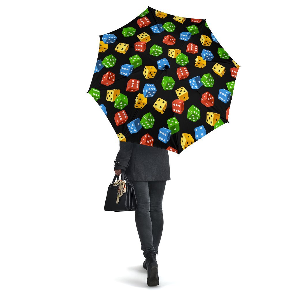 Dice Colorful Pattern Print Automatic Foldable Umbrella-grizzshop