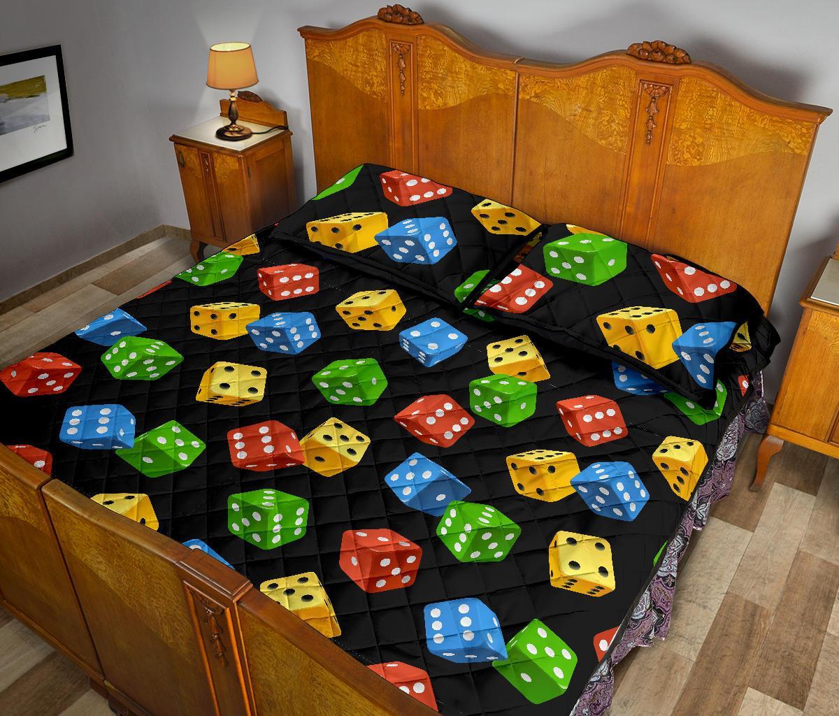 Dice Colorful Pattern Print Bed Set Quilt-grizzshop