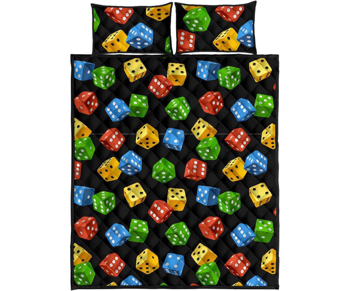 Dice Colorful Pattern Print Bed Set Quilt-grizzshop