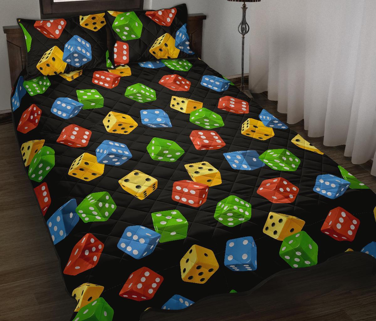 Dice Colorful Pattern Print Bed Set Quilt-grizzshop