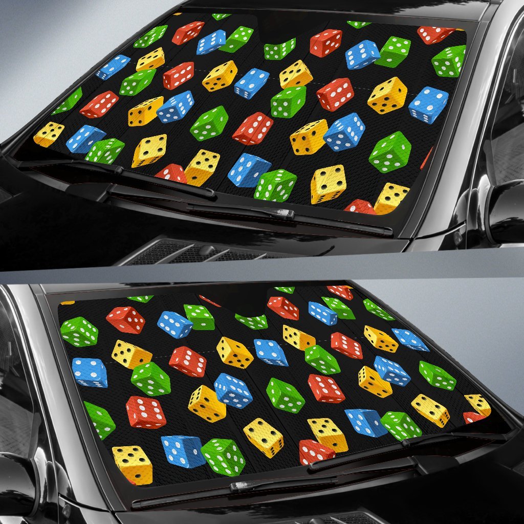 Dice Colorful Pattern Print Car Sun Shade-grizzshop