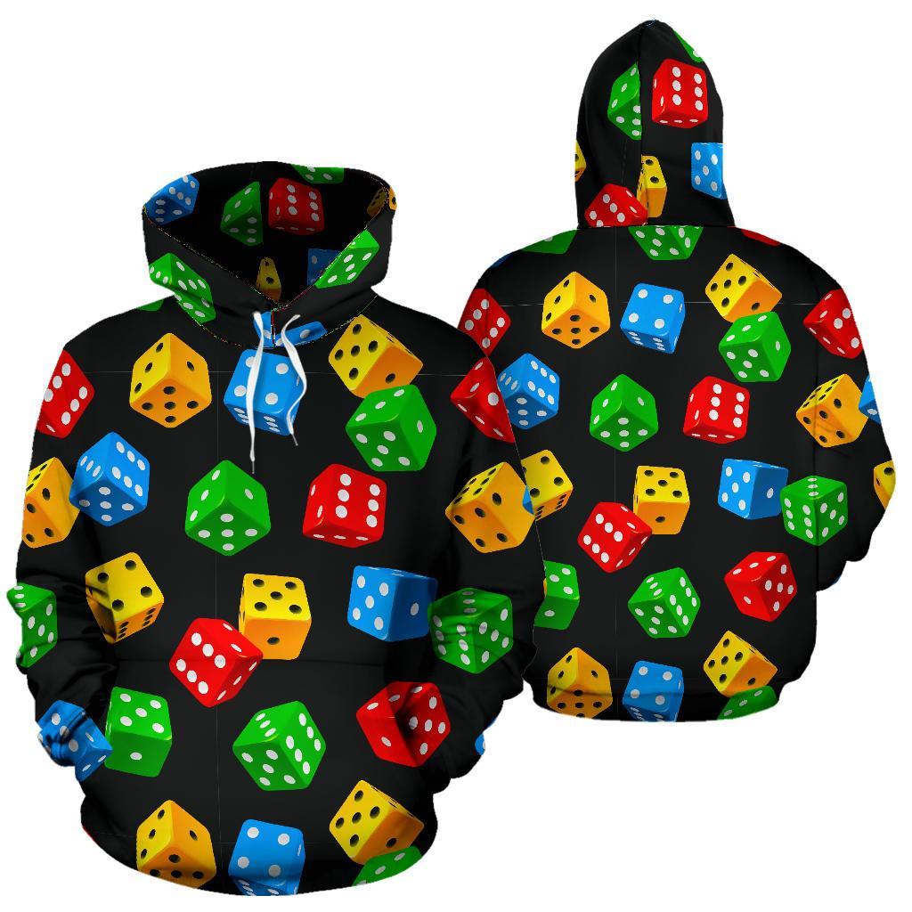 Dice Colorful Pattern Print Men Women Pullover Hoodie-grizzshop