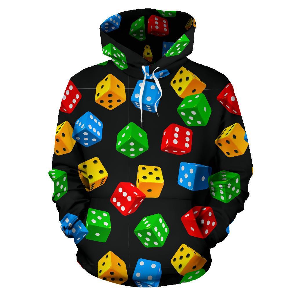 Dice Colorful Pattern Print Men Women Pullover Hoodie-grizzshop