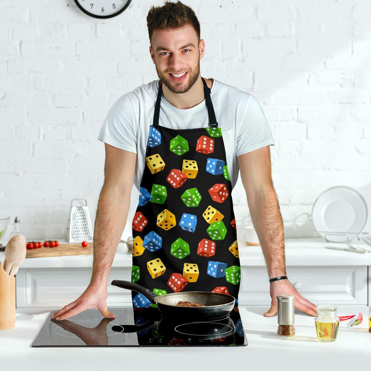 Dice Colorful Pattern Print Men's Apron-grizzshop